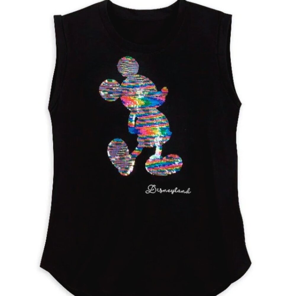 Mickey Mouse Reversible Sequin Tank Top Disneyland Women Size M NWT